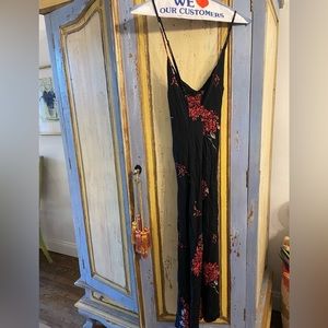 Reformation Black Printed Midi Dress